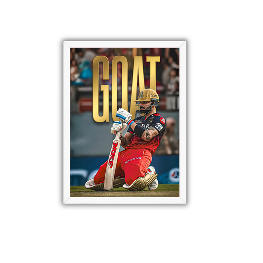 Virat Kohli “GOAT” Cricket Poster Frame | Premium Wall Art for Room Décor