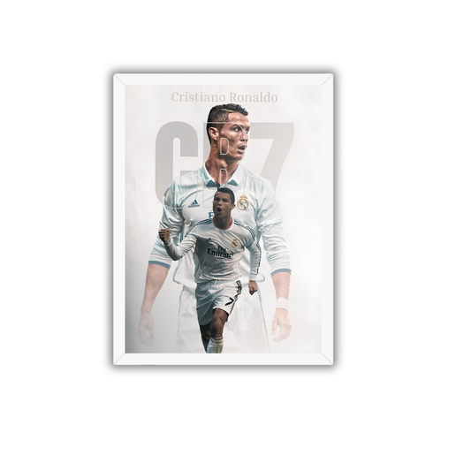 Cristiano Ronaldo 07 White Edition Wall Art Frame | CR7 Football Room Decor