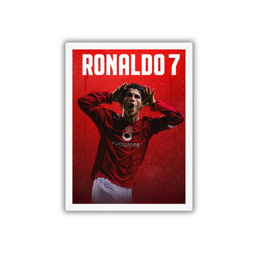 Ronaldo 7 Red Edition Wall Art Frame | Cristiano Ronaldo Football Poster for Room Decor