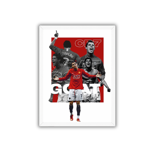 CR7 GOAT Wall Art Frame | Cristiano Ronaldo Motivation Poster | Premium Football Room Decor