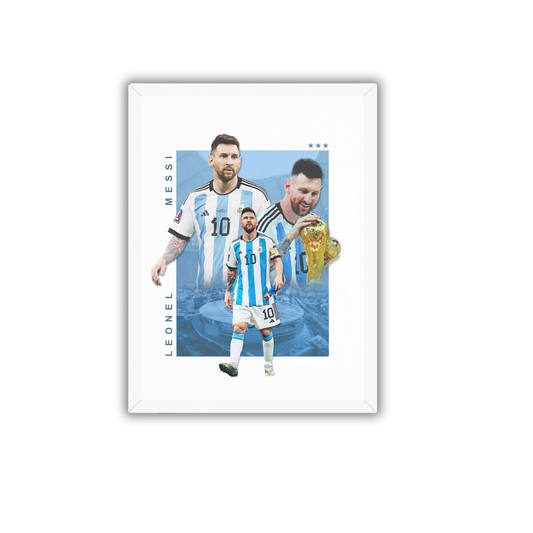 Lionel Messi World Cup Champion Frame | Argentina Football Wall Art | Premium Sports Poster
