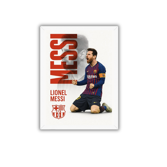 Lionel Messi Barcelona Poster Frame | Retro Typography Football Wall Art