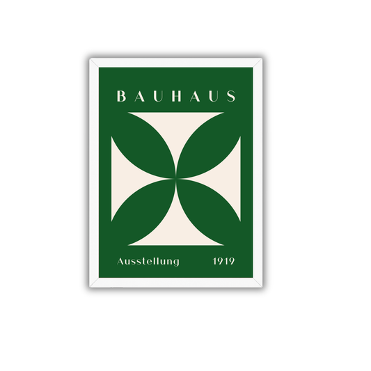 Green Floral Geometric Bauhaus Poster | Modern Botanical Wall Art