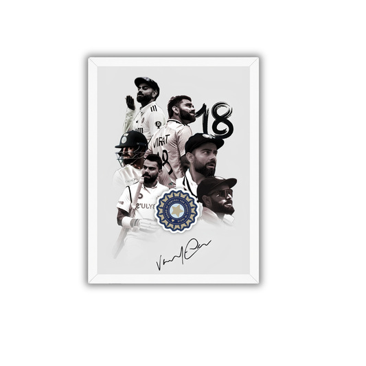 Virat Kohli 18 Signature Edition Wall Frame | Cricket Legend Poster for Home & Office