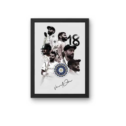 Virat Kohli 18 Signature Edition Wall Frame | Cricket Legend Poster for Home & Office
