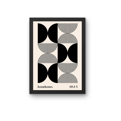 Black Abstract Geometric Bauhaus Wall Art Print | Minimalist Modern Poster