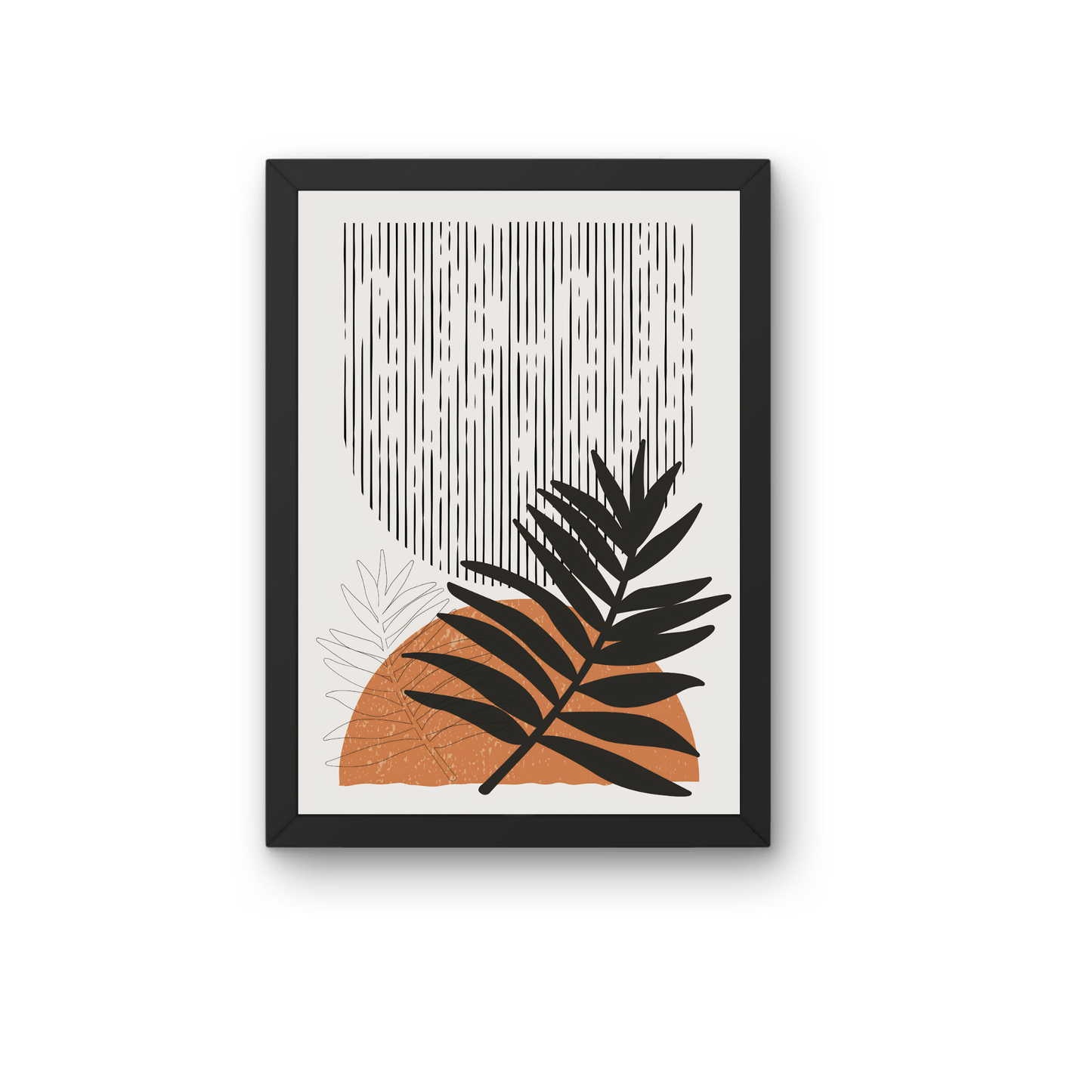 Black Palm Leaf Boho Wall Art | Tropical Botanical Decor
