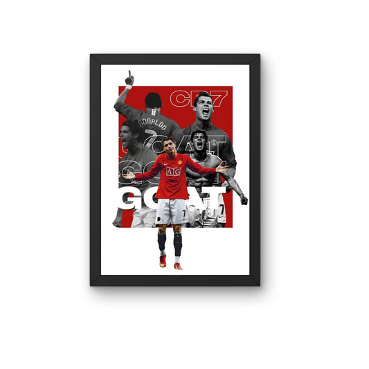 CR7 GOAT Wall Art Frame | Cristiano Ronaldo Motivation Poster | Premium Football Room Decor