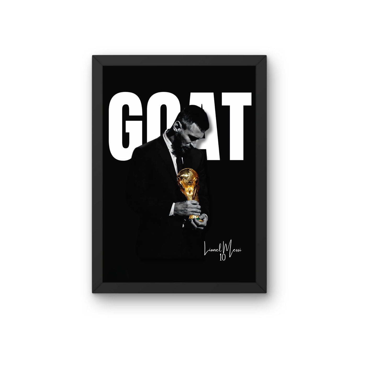 Lionel Messi GOAT Poster Frame | Greatest of All Time Football Wall Art | Premium Sports Room Decor