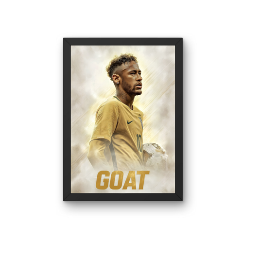 Neymar GOAT Wall Art Frame | Neymar Jr Motivational Football Poster | Premium Soccer Room Decor