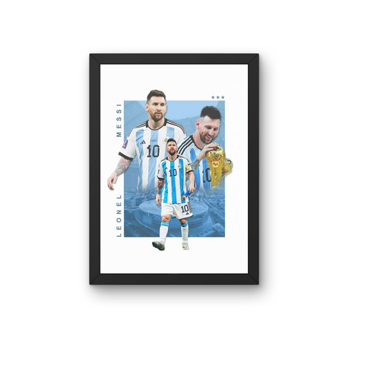 Lionel Messi World Cup Champion Frame | Argentina Football Wall Art | Premium Sports Poster