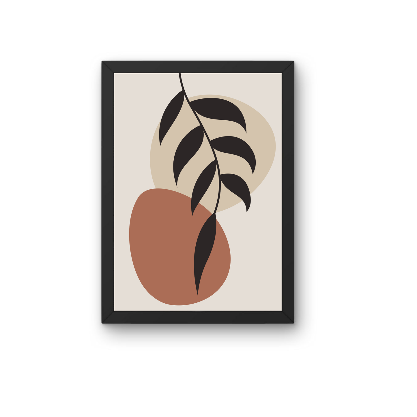 Black Botanical Boho Leaf Wall Art Print | Minimalist Nature Decor