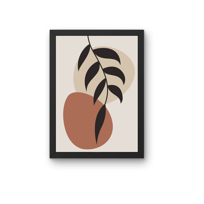 Black Botanical Boho Leaf Wall Art Print | Minimalist Nature Decor