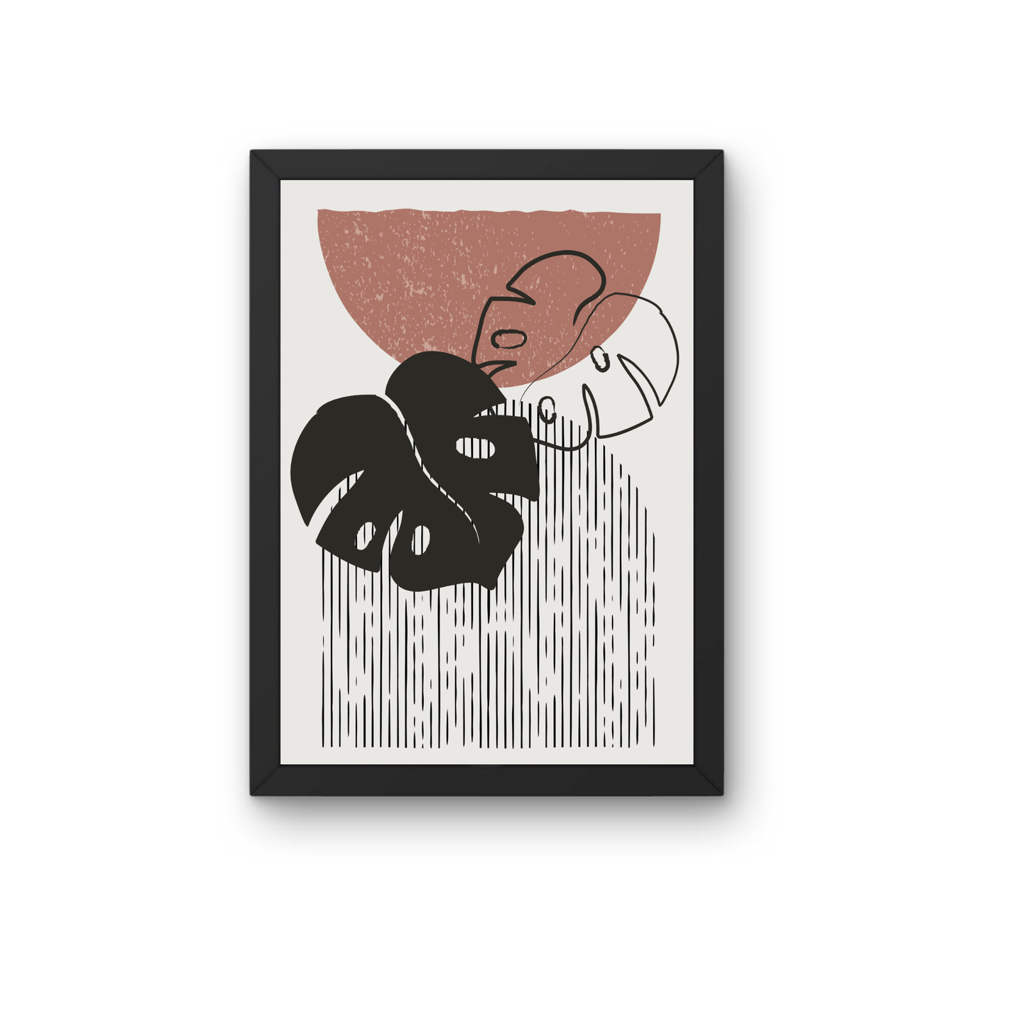 Monstera Line Art Boho Wall Decor | Abstract Botanical Print