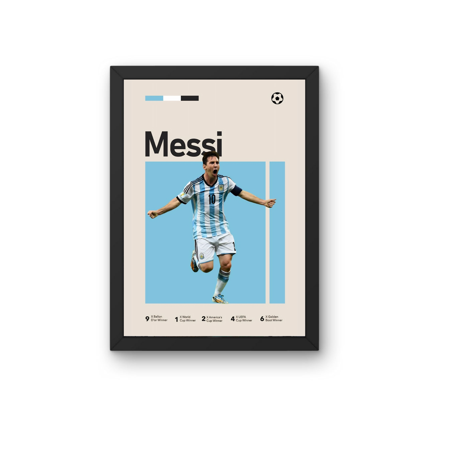 Minimal Lionel Messi Poster Frame | Modern Football Wall Art | Argentina Inspired Decor