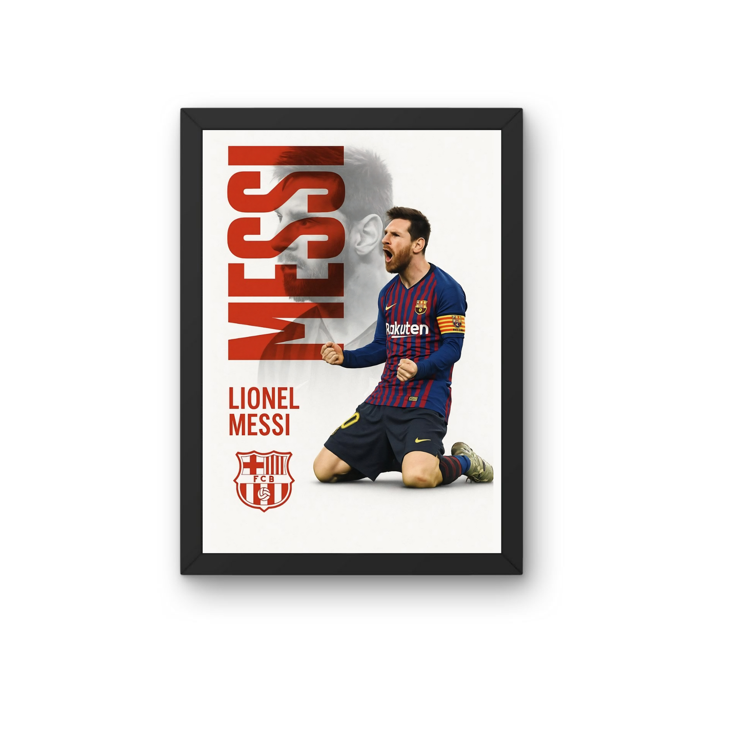 Lionel Messi Barcelona Poster Frame | Retro Typography Football Wall Art