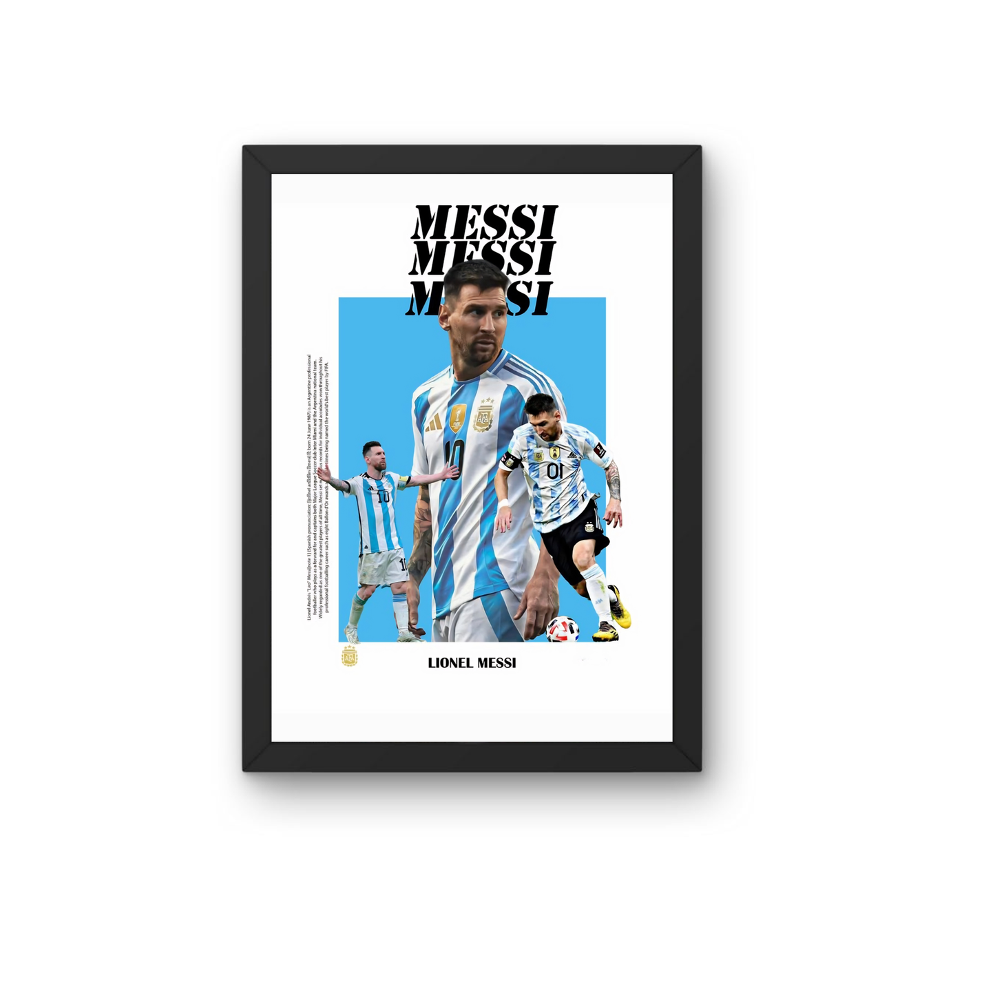 Lionel Messi Argentina Portrait Frame | Premium Football Wall Art | Modern Sports Room Decor