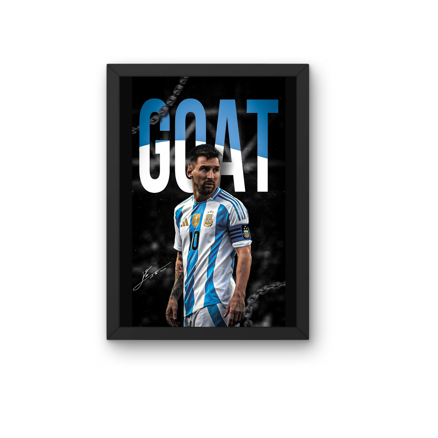 Lionel Messi GOAT Argentina Frame | Greatest Football Player Wall Art | Premium Sports Decor