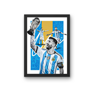 Lionel Messi Trophy Wall Art Frame | Argentina Football Poster | Premium Sports Decor