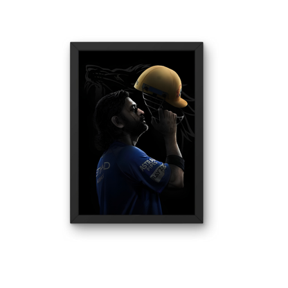 MS Dhoni Dark Silhouette Premium Cricket Wall Frame