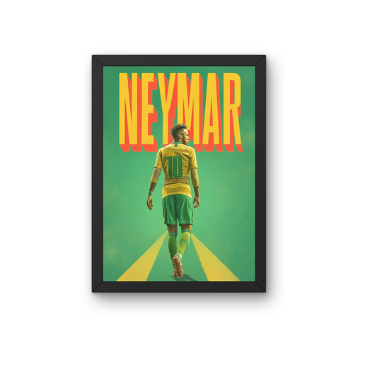 Neymar Jr Retro Wall Art Frame | Vintage Football Poster Decor