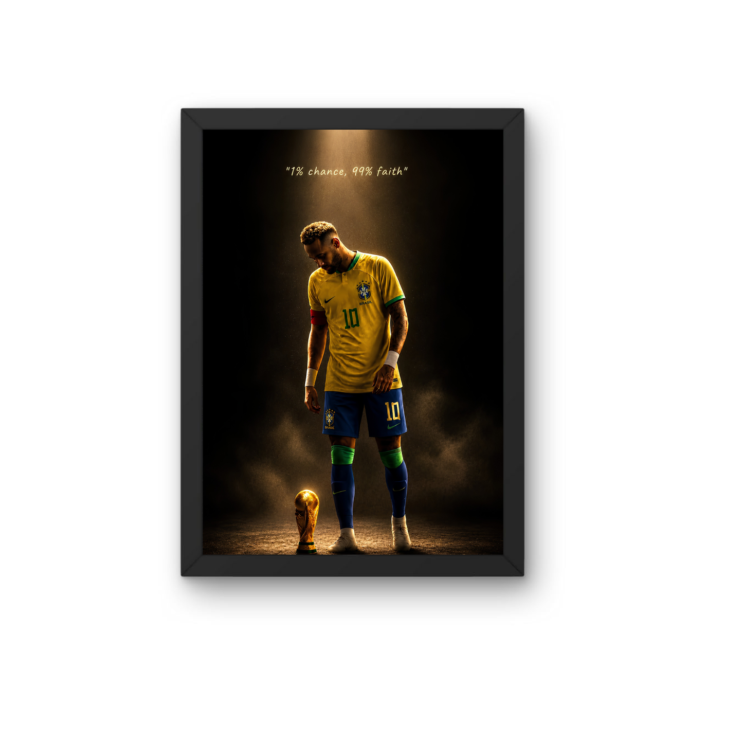 Neymar Golden Spotlight Wall Art | Premium Football Poster Frame | Neymar Jr Decor