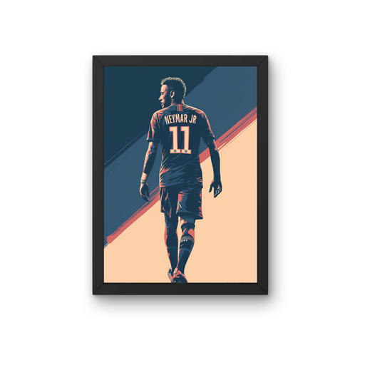 Neymar Jr No.11 Back View Wall Art Frame | Minimal Football Poster Decor