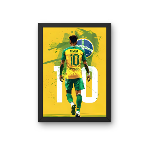 Neymar Brazil No.10 Back View Wall Art | Premium Football Poster Frame