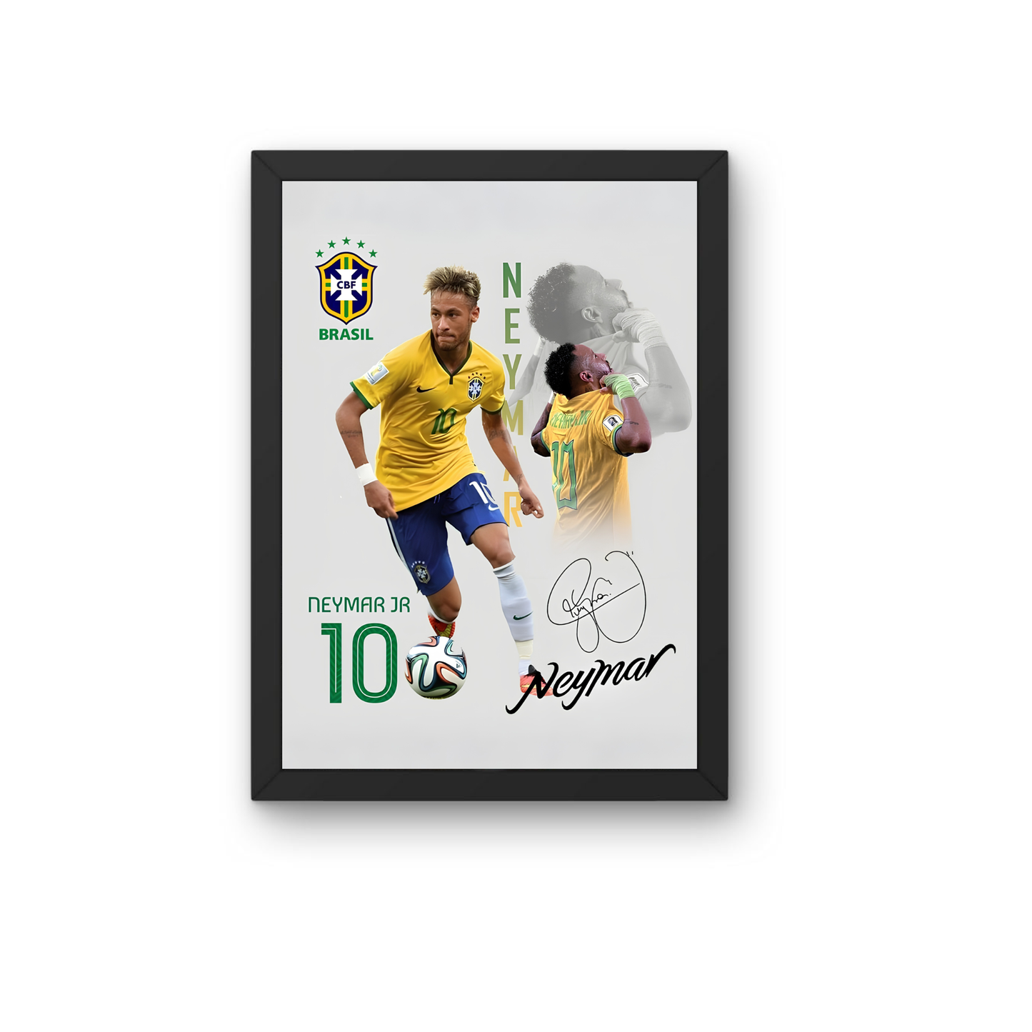 Neymar Brazil No.10 Signature Wall Art | Premium Football Frame Decor