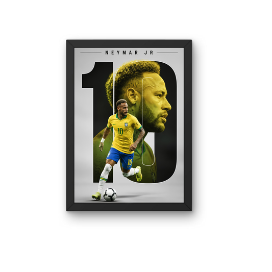 Neymar Jr Number 10 Typography Frame | Modern Football Wall Art