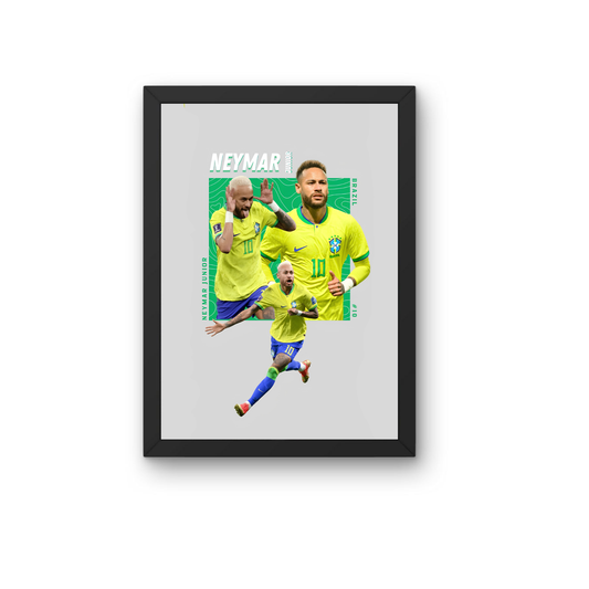 Neymar Jr Brazil Action Wall Frame | Premium Football Art Poster