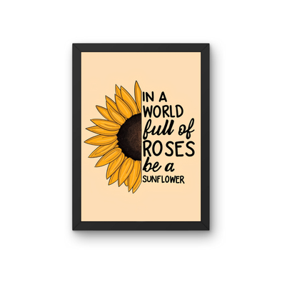 Be A Sunflower Inspirational Frame | Floral Motivational Wall Art