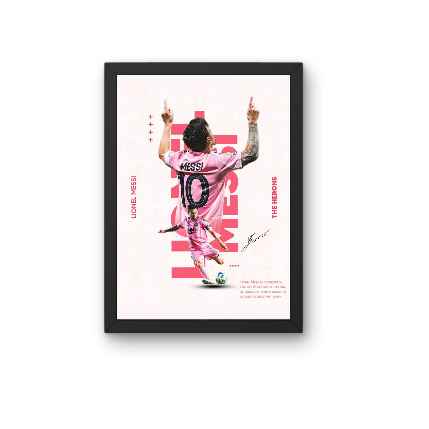 Lionel Messi Pink Aesthetic Poster Frame | Modern Football Wall Art | Premium Sports Decor