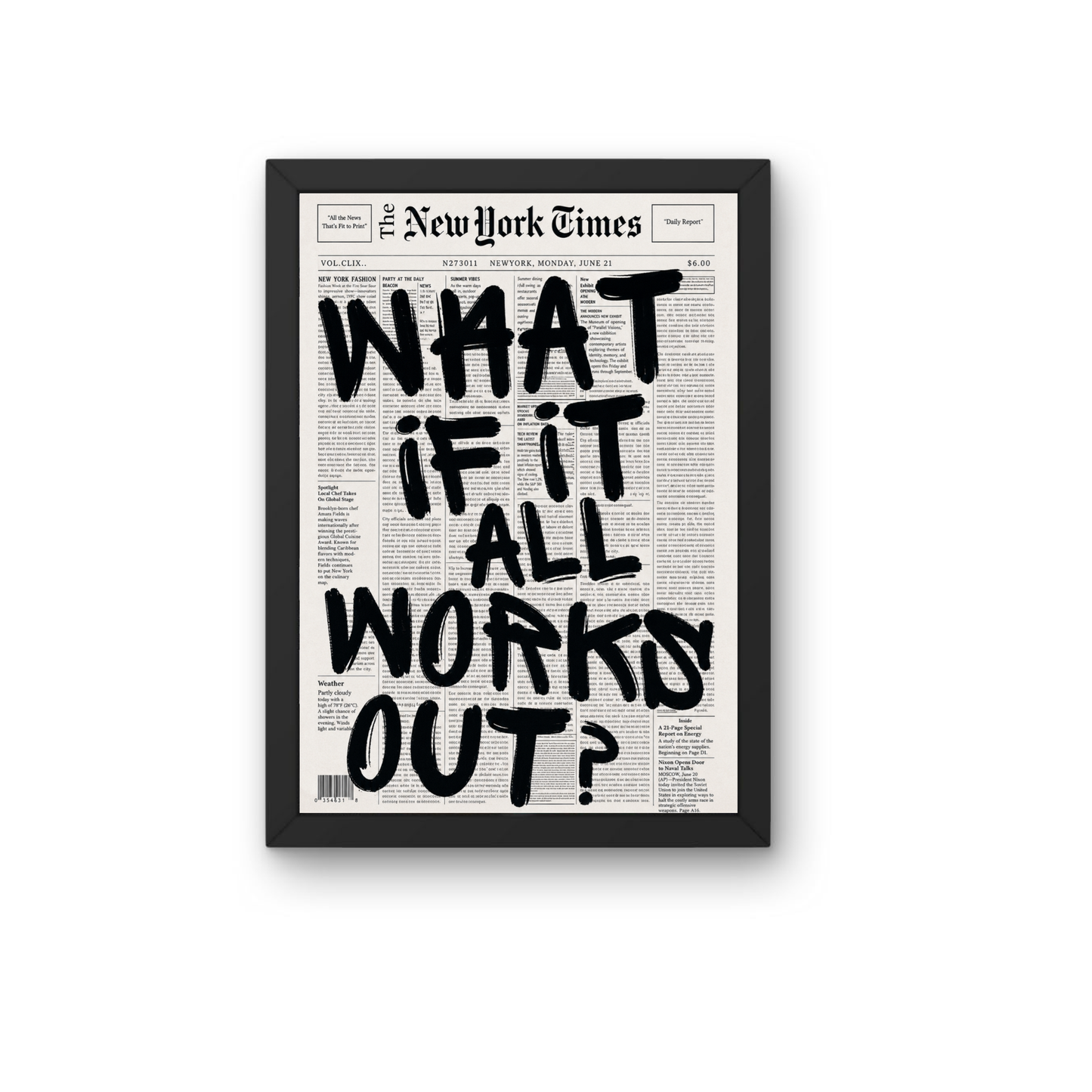 What If It All Works Out Motivational Frame | Positive Mindset Wall Art Poster