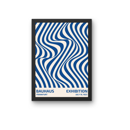 Blue Wave Optical Illusion Bauhaus Poster | Abstract Modern Wall Art