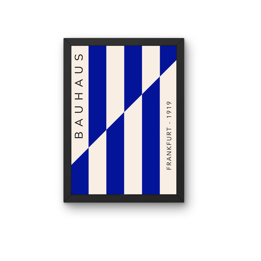 Blue Striped Bauhaus Geometric Poster | Modern Minimalist Wall Art