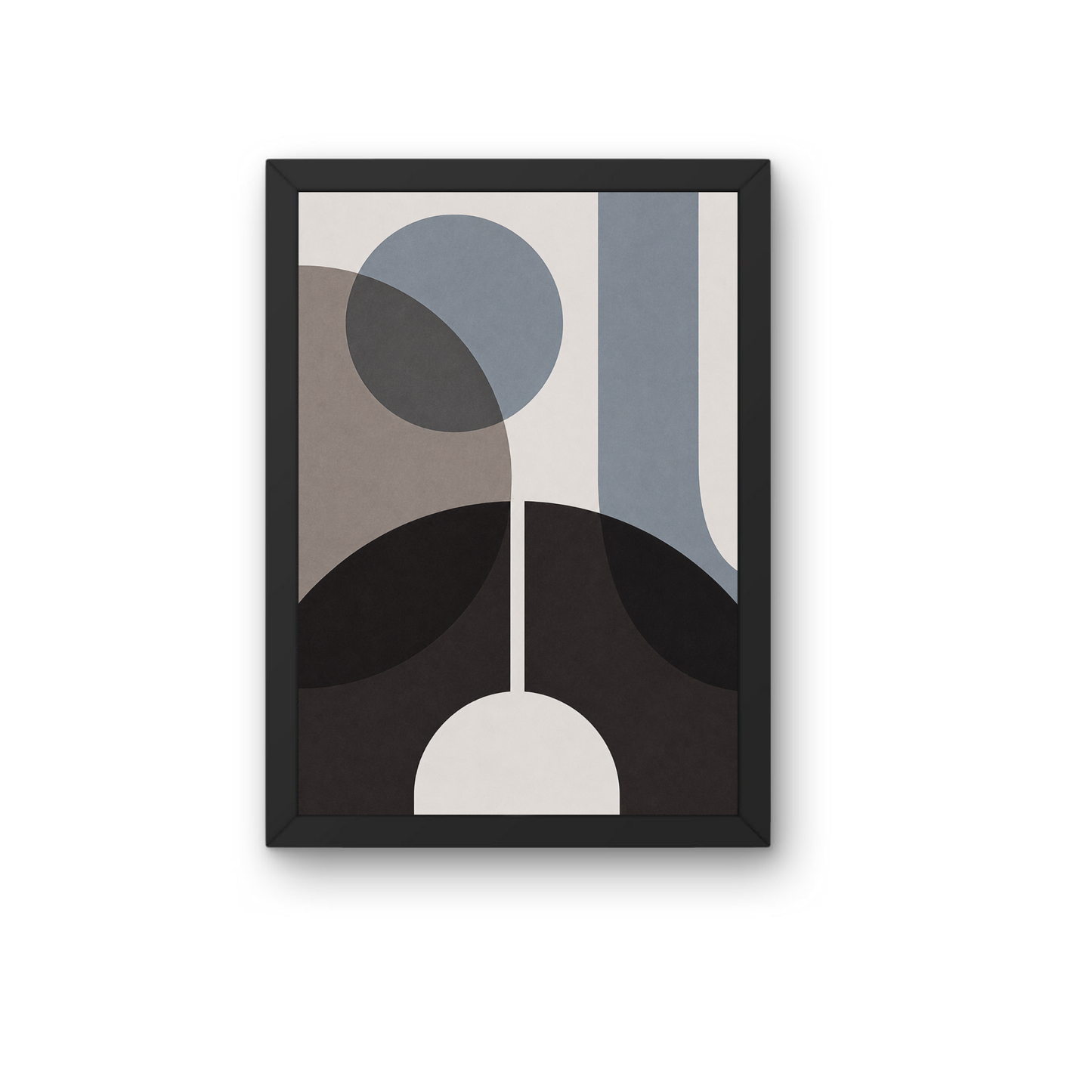 Modern Abstract Geometric Bauhaus Wall Art Print | Black Grey Minimalist Poster