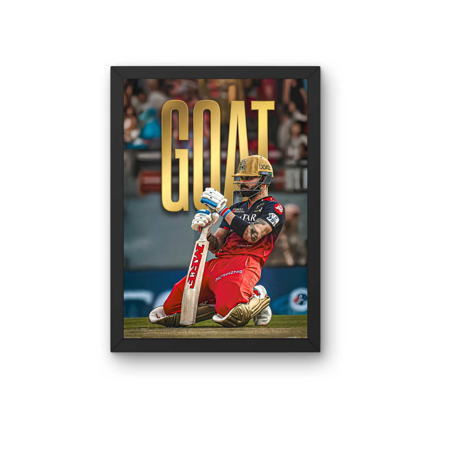 Virat Kohli “GOAT” Cricket Poster Frame | Premium Wall Art for Room Décor