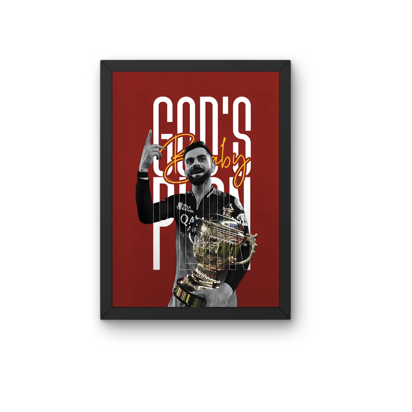 God's Plan – Virat Kohli Champion Edition Wall Frame | Premium Cricket Trophy Poster