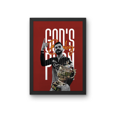 God's Plan – Virat Kohli Champion Edition Wall Frame | Premium Cricket Trophy Poster