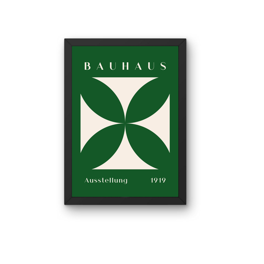 Green Floral Geometric Bauhaus Poster | Modern Botanical Wall Art
