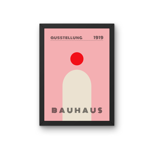 Pink Minimalist Bauhaus Poster | Modern Abstract Geometric Wall Art