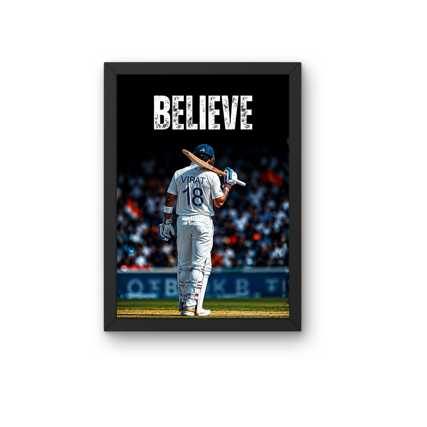Virat Kohli Believe Motivational Poster Frame | Premium Cricket Wall Art for Bedroom & Office