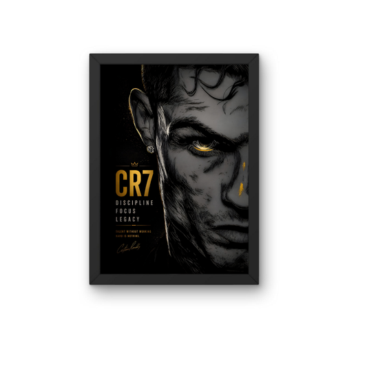 Cristiano Ronaldo Dark Portrait Wall Art Frame | Premium CR7 Football Poster for Room Decor