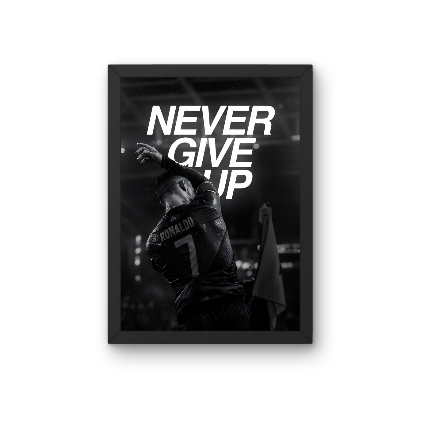 Never Give Up Cristiano Ronaldo Wall Art Frame | Motivational CR7 Football Poster