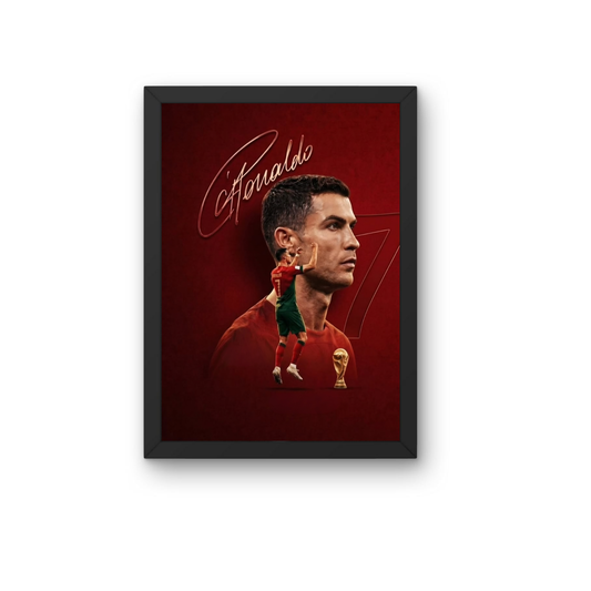 Cristiano Ronaldo Signature Red Wall Art | Premium CR7 Football Frame