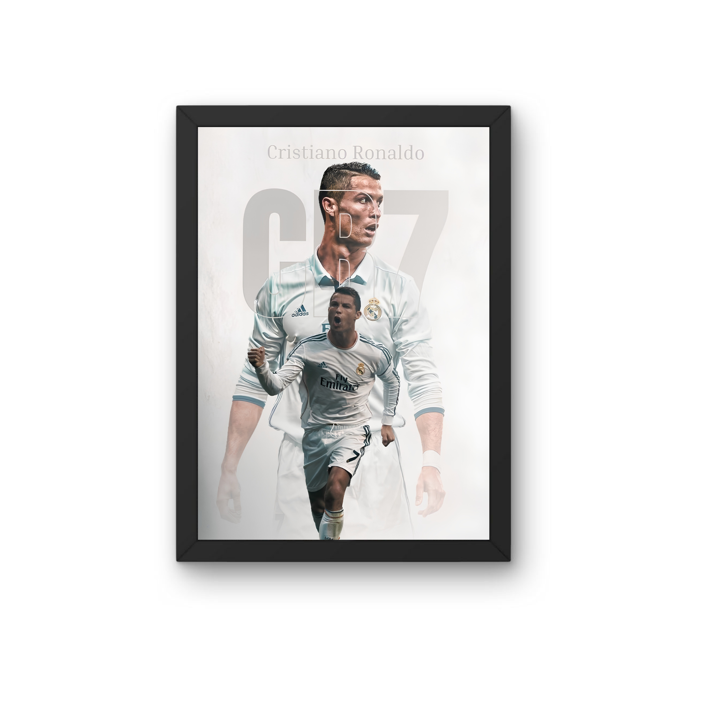Cristiano Ronaldo 07 White Edition Wall Art Frame | CR7 Football Room Decor