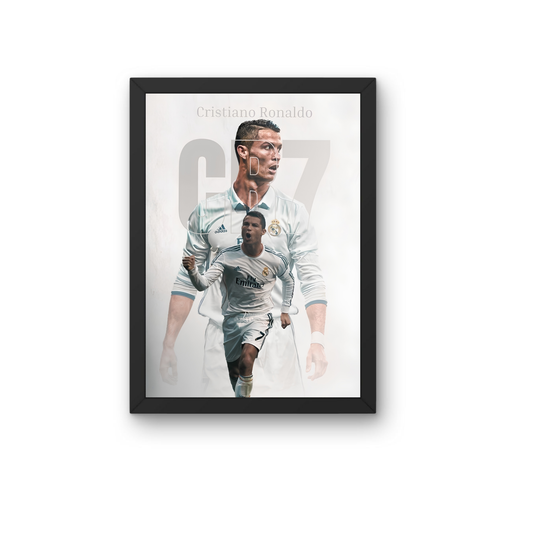 Cristiano Ronaldo 07 White Edition Wall Art Frame | CR7 Football Room Decor