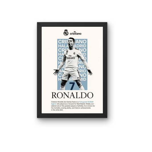 Cristiano Ronaldo Newspaper Style Wall Art | Vintage CR7 Football Frame