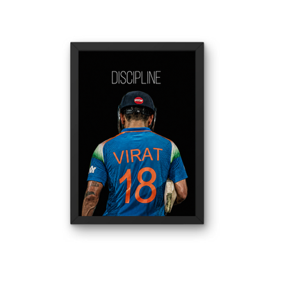 Discipline Virat Kohli Poster Frame | Motivational Cricket Wall Art | Premium HD Sports Room Decor